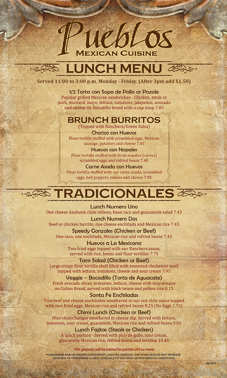 Lunch Menu Page 1